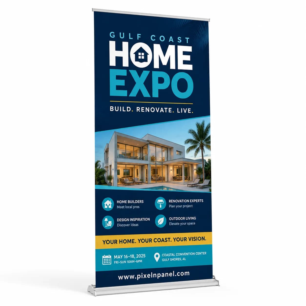 Wide-format SD retractable banner stand for large displays in the Golden Triangle TX