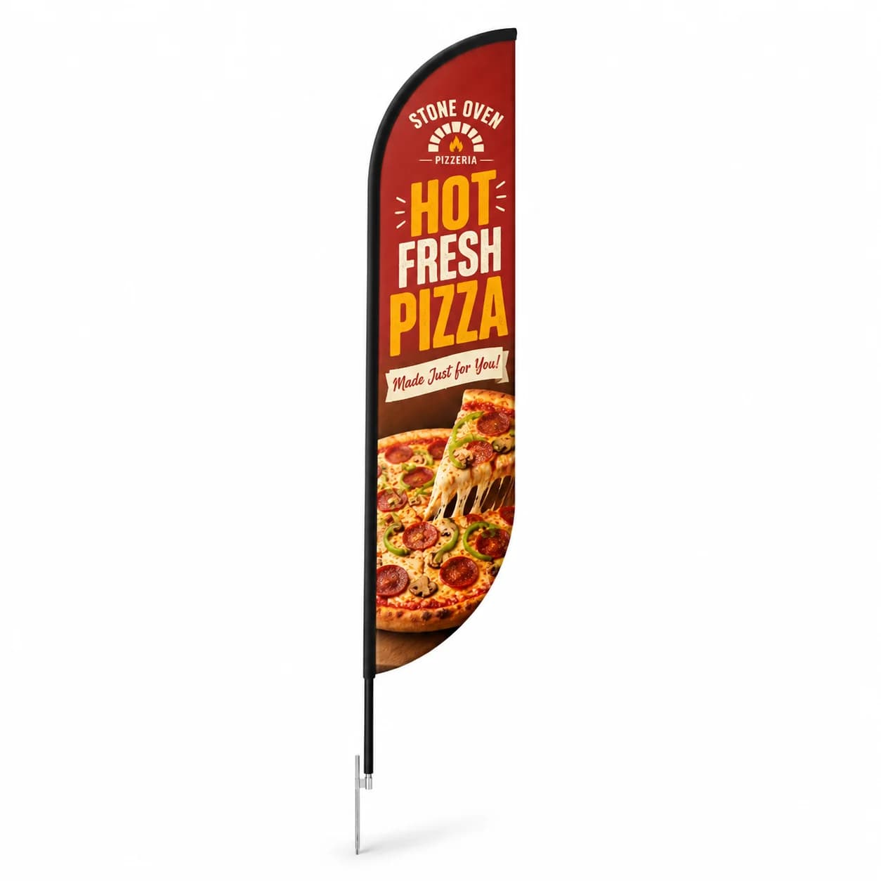Custom convex feather flag for storefront promotion in Beaumont TX
