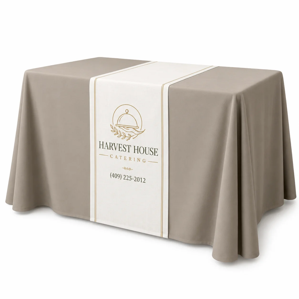 Custom printed table runner overlay for events in Beaumont TX